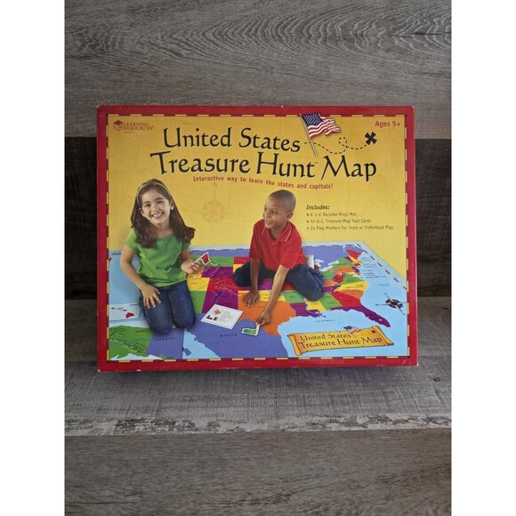 Learning Resources United States Treasure Hunt Map Geography b205 - Picture 1 of 8